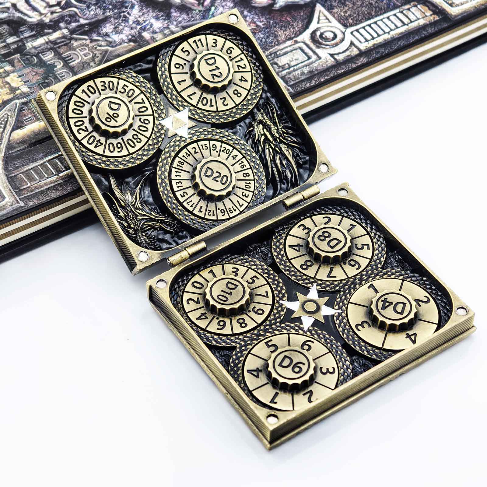 Board Game Dungeons And Dragons - 7-in-1 DND Spinner Metall-Würfelset D&D Metall-Gyro-Roulette