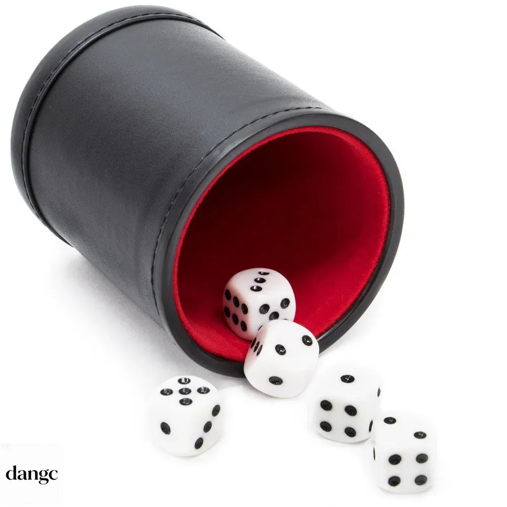 Board Game Yahtzee - Leder-Würfelbecher mit Deckel, grün-rot gefüttert, leises