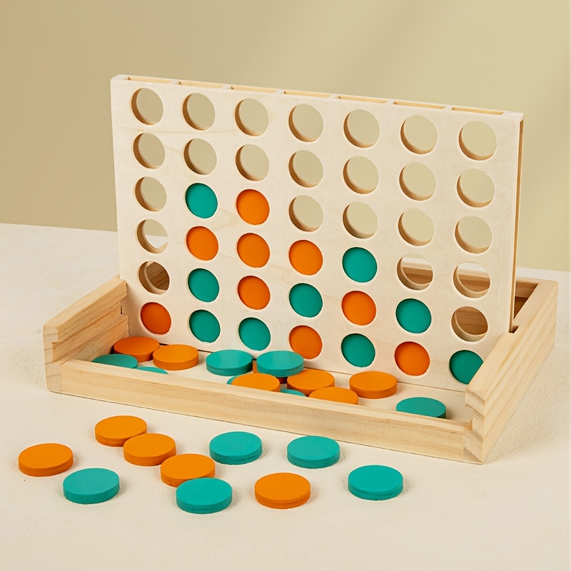 Board Game For 2 People - 4-in-reihiges Holzbrettspiel – Reisefreundliches Strategiespiel für