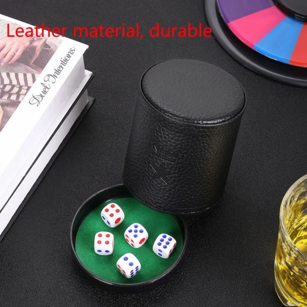 Board Game Yahtzee - Leder Würfel Tasse mit Deckel grün