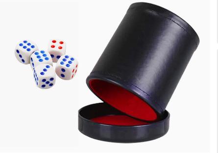 Board Game Yahtzee - Lederwürfelbecher mit Deckel, grün-rotes Innenfutter, leise