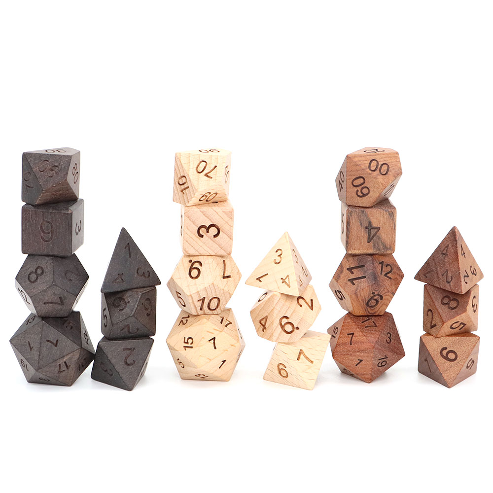 7-teiliges Set Holzwürfel d4-d – Board Game Roleplay Bewertung und Preis